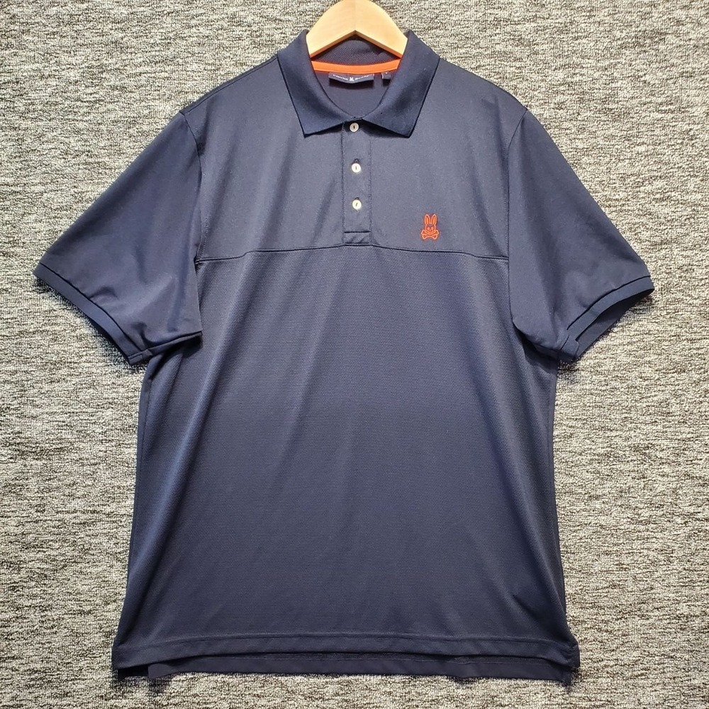 Psycho Bunny Polo Shirt Mens XXL Navy Blue Short Sleeve Golf Logo Performance